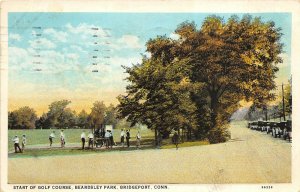 Bridgeport Connecticut 1935 Postcard Start of Golf Course Beardsley Park