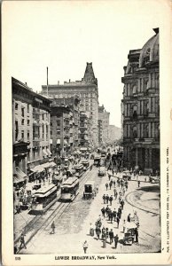 Vtg Broadway Street View Horse & Wagon Trolley New York City NY 1905 Postcard