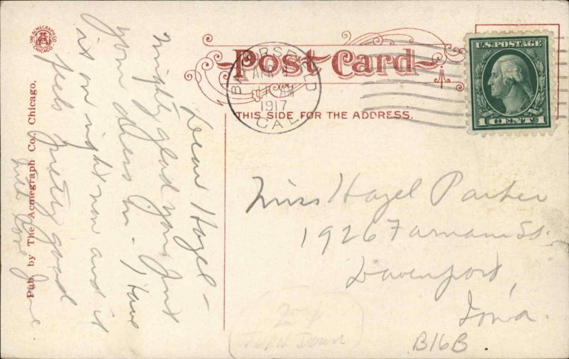 Bakersfield California CA Library 1900s-10s Postcard