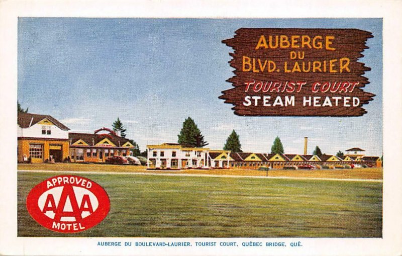 Auberge Du Blvd Laurier Tourist Court Quebec Canada Roadside Postcard ca 1950s