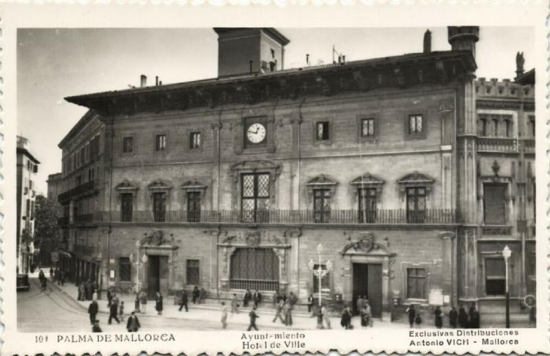 spain, PALMA DE MALLORCA, Ayuntamiento, Town Hall (1950s) RPPC