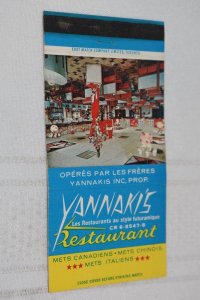 Yannaki's Restaurant Canada 30 Strike Matchbook Cover