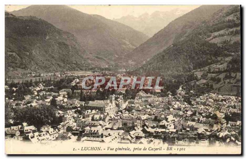 Luchon Old Postcard General view taken of Cazaril