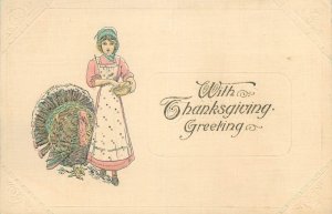 Embossed Maid Turkey Schmucker Thanksgiving Winsch 1914 