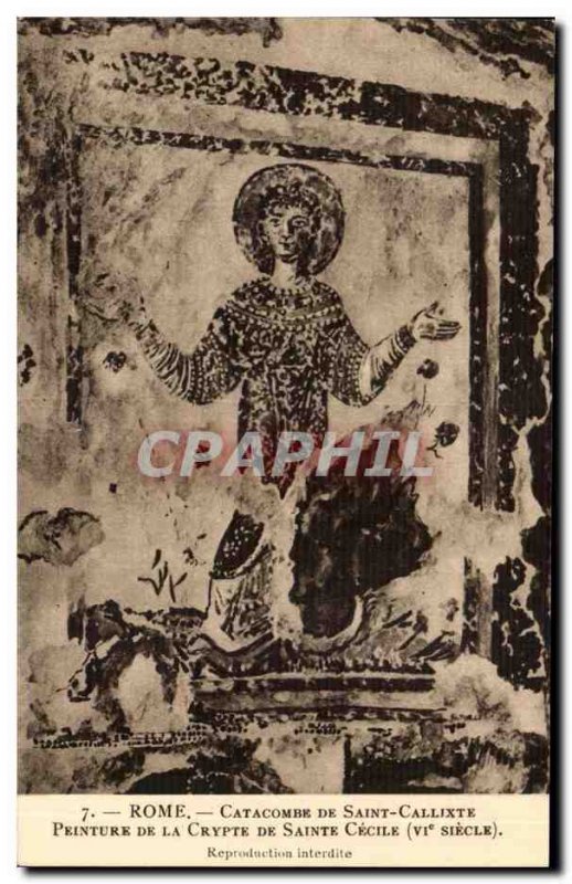 Old Postcard From Rome Catacomb San Callisto Painting From The Crypt Of St. C...