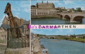 Wales Postcard - Carmarthen Bridge and County Hall, The River Towy RS37862