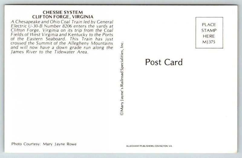 Chessie System Railway Railroad Train Locomotive  Postcard