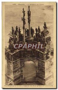 Old Postcard Pleyben Calvary saw the steeple