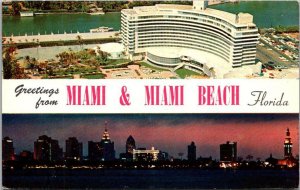 Greetings From Miami & Miami Beach Florida Split View