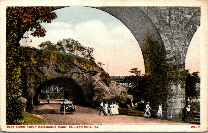 Vtg East River Drive Fairmont Park Bridge Philadelphia Pennsylvania PA Postcard