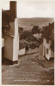 Somerset Postcard - Church Steps - Minehead - Real Photograph  1774 