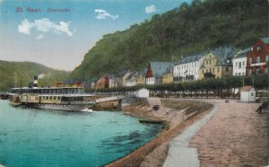 Germany sail & navigation themed postcard St. Goar paddle steamer on Rhein river