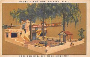 FOOD BUILDING SAN DIEGO EXPOSITION GLOBE FLOUR ADVERTISING POSTCARD (1935)