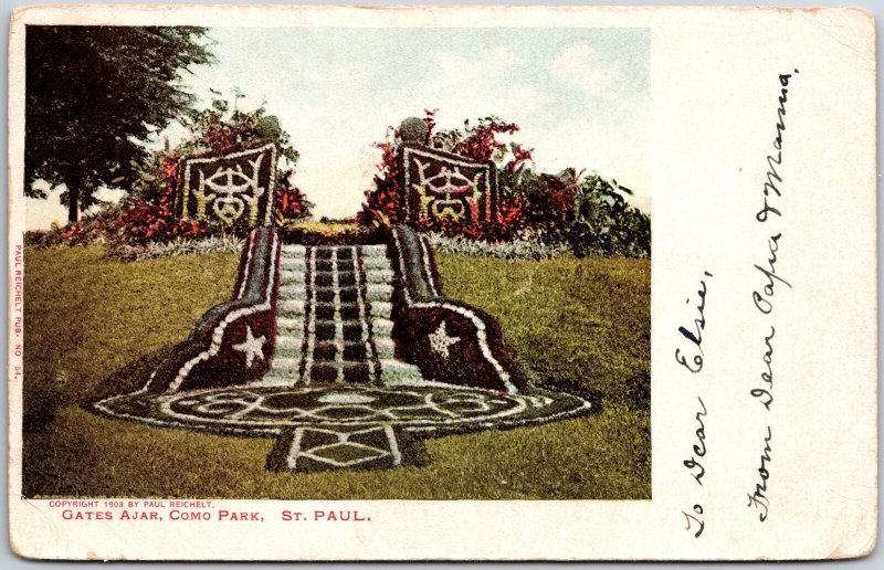 1904 Gates Ajar Como Park Saint Paul Minnesota MN Flower Garden Posted Postcard