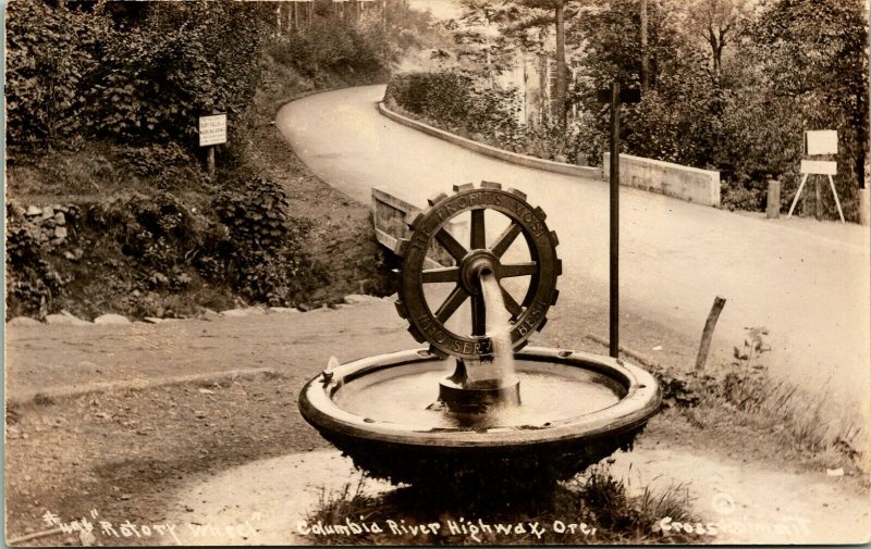 Vtg Postcard 1920s RPPC Rotary Club Wheel - Columbia River Highway OR Oregon