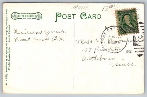 1908  Westfield  Massachusetts  Elm Street  Postcard