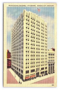 Postcard Professional Building 11th & Grand Kansas City Missouri