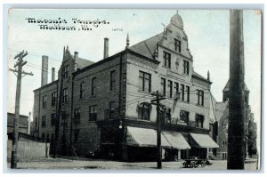 1910 Masonic Temple Building Horse Wagon Dirt Road Mattoon Illinois IL Postcard