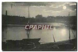 Old Postcard St Gilles Cross of Life The bright moon Boat Harbor