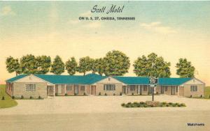 Linen Roadside Scott Motel ONEIDA, TENNESSEE Postcard McQuiddy Postcard 6213