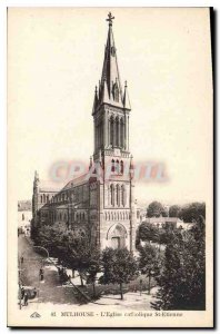 Old Postcard Mulhouse St Etienne Catholic Church