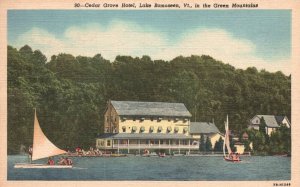 Vintage Postcard 1954 Cedar Grove Hotel Building Lake Bomoseen Vermont Green Mts