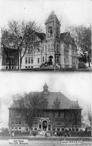 Blue Earth Minnesota~High School & Church?~Kids Posing in Front~c1910 RPPC