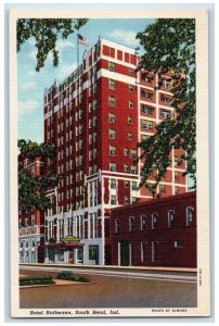 c1940 Exterior View Hotel Hoffman South Bend Indiana IN Vintage Antique Postcard 