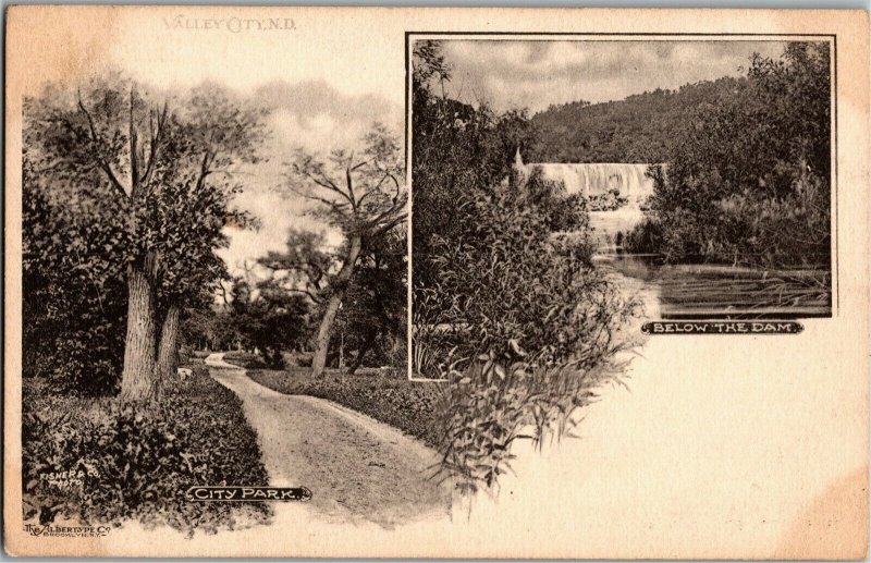 Below the Dam, City Park,, Valley City ND Undivided Back Vintage Postcard E53