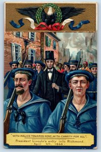 President Lincoln's Entry Into Richmond Malice Towards None Charity Postcard