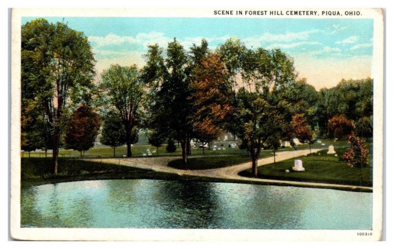 Early 1900s Forest Hill Cemetery, Piqua, OH Postcard