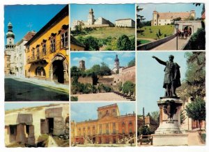 Postcard Hungary 1970 Gyor Architecture Monument Church Castle City Walls