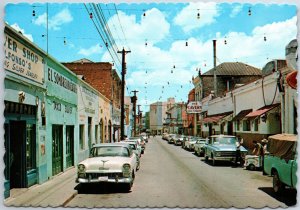 VINTAGE CONTINENTAL SIZED POSTCARD 1960s ELIAS STREET NOGALES SONORA NEW MEXICO