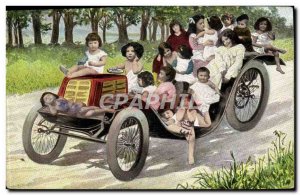 Postcard Old Automobile Babies Children