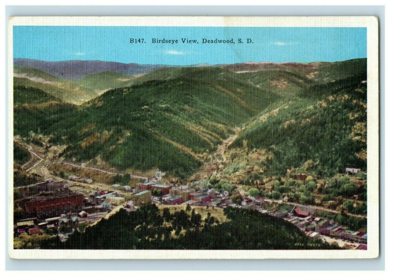 C. 1920's Birds-Eye View Deadwood , SD Postcard P169 