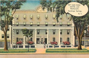 Postcard 1940s Saratoga Springs New York Rip Van Dam Hotel restaurant 24-5711