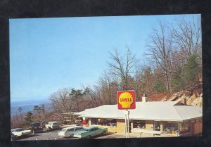 CLINCH MOUNTAIN GRAINGER COUNTY TENNESSEE SHELL GAS STATION VINTAGE POSTCARD CAR