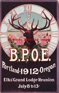 Advertising Postcard, B.P.O.E 1912 Elks' Grand Lodge Reunion, Portland Oregon 