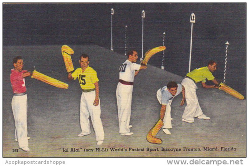 Jai Alai Players Biscayne Fronton Miami Florida World's Fastest Sport