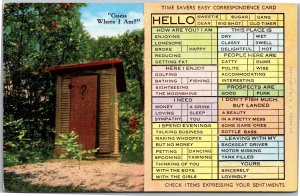 Postcard Time Savers Comic Outhouse - Guess where I am