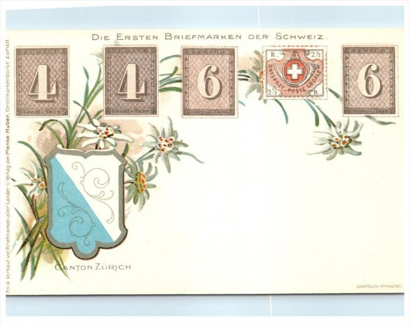 Stamp Card,   Die Ersten Briefmarken der Schweiz , Canton Zurich