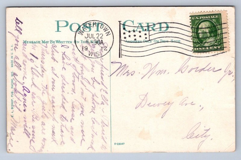 J90/ Watertown Wisconsin Postcard c1910 Interior Public Library  533