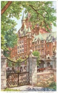 Postcard 1920's Chateau Frontenac Hotel Dufferin Terrace Quebec Canada Artwork