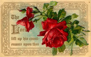 The Lord lift up his Countenance upon Thee - Red Roses - Embossed - in 1911