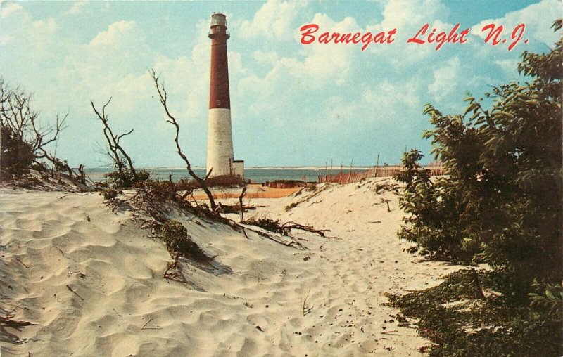 Lighthouse Beach Barnegat Light NJ New Jersey pm 1970 Postcard