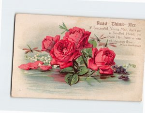 Postcard Greeting Card with Quote and Roses Art Print