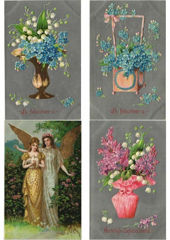 EMBOSSED GREETINGS with BETTER 54 Vintage Postcards (L4539)