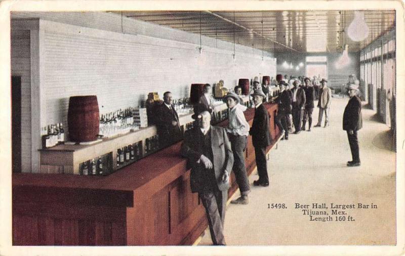 Tijuana Mexico Beer Hall Bar Interior Antique Postcard K29553