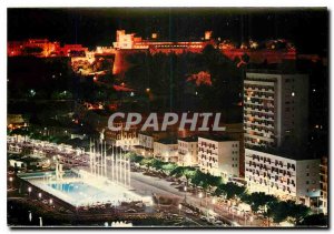 'Old Postcard Principality of Monaco Pool and the Prince''s Palace lights'