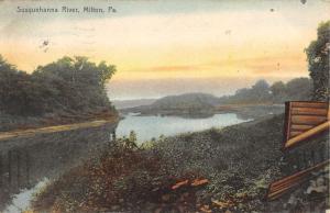Milton Pennsylvania Susquehanna River Birdseye View Antique Postcard K79030